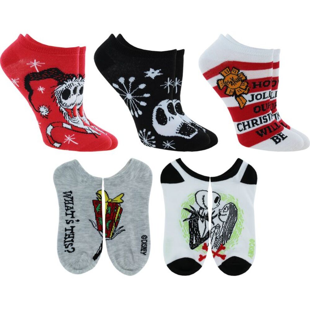 Nightmare Before Christmas Women's No Show Sock Set, 5-Pack, Shoe Size 4-10